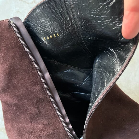 VTG St. John Sz 9 Square Toe Brown Suede Boots 90's Made in Italy - Picture 12 of 15